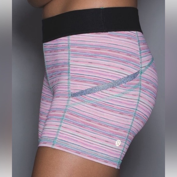 Lululemon What The Sport Short Pink Blue Stripe 6 - Picture 1 of 13